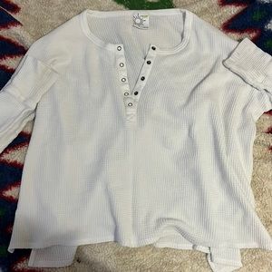 White long sleeve button top